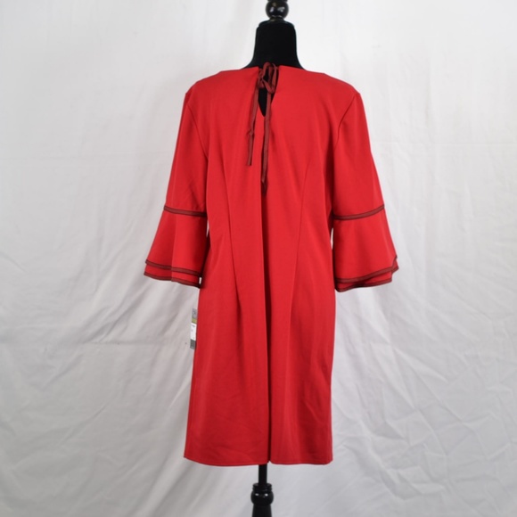 Sharagano Red Bell Sleeve Shift Dress - sold - Picture 6 of 7